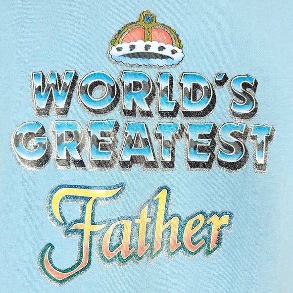 Worlds Greatest Father T Shirt Vintage 80s Iron On Transfer Dad Mens Size Medium - Picture 2 of 6